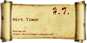 Hirt Timur névjegykártya